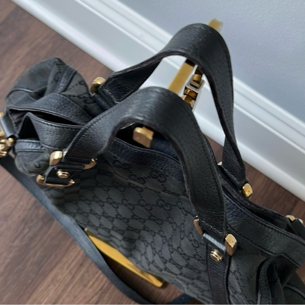 Gucci Black Monogram Hobo Bag with Gold Hardware - Picture 6 of 16